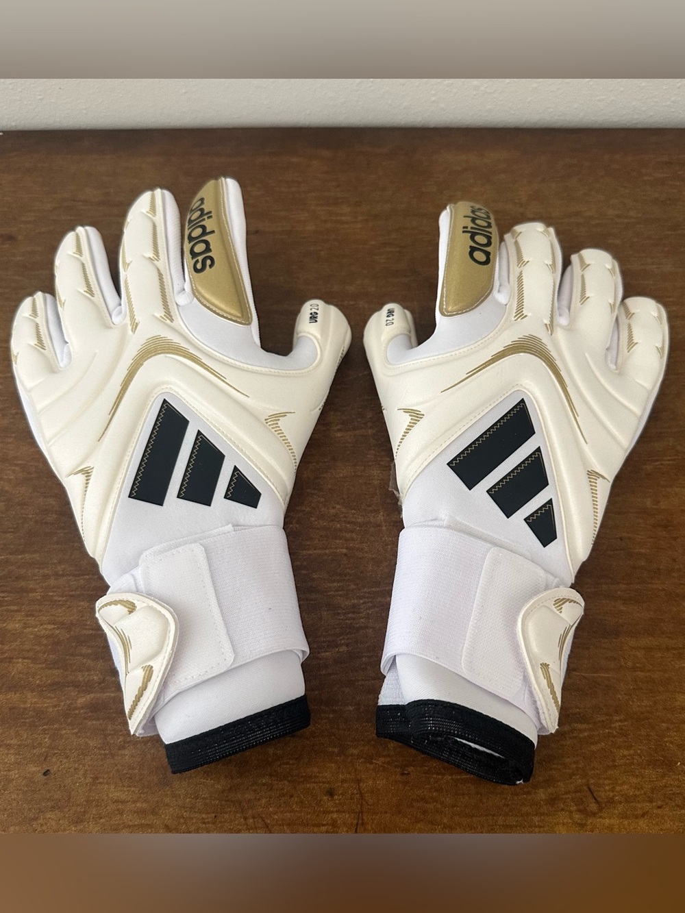 Adidas Copa GL Pro Goalkeeper Gloves White/Gold Metallic JZ5793 Size 8 New